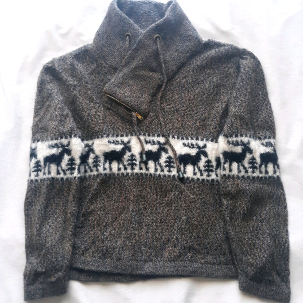 Zipper cowl neck Alpcac wool sweater